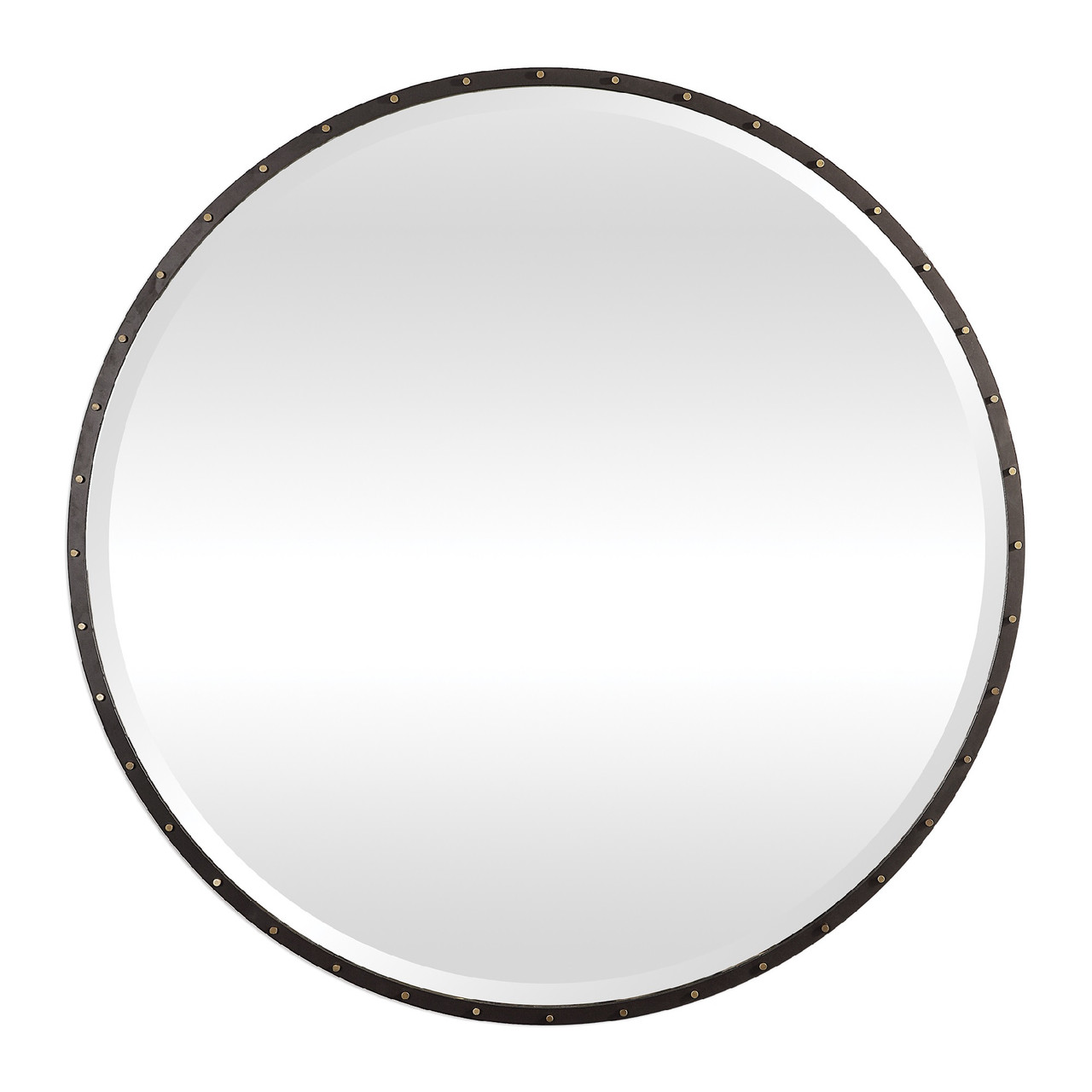 42" Black & Gold Round Hanging Wall Mirror | Christmas Central